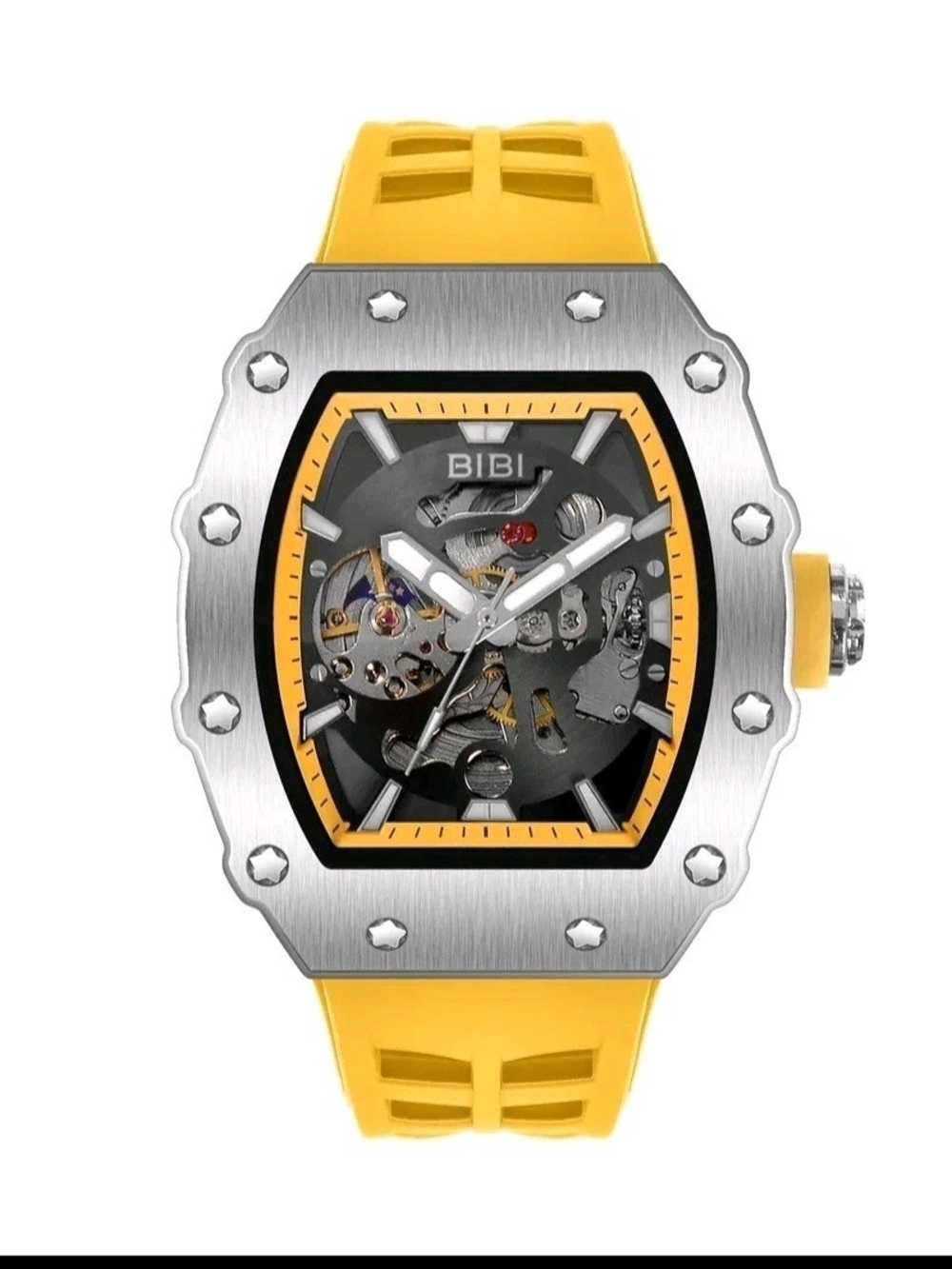 BiBi Yellow Skeleton Dial Sport Watch